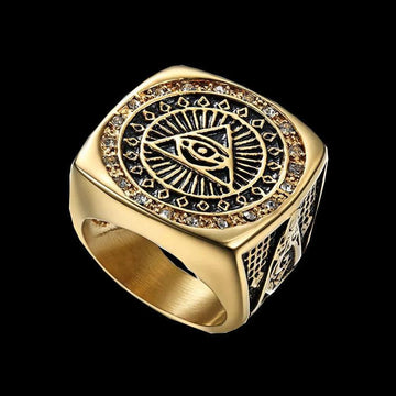Creativity Design Freemason Illuminati Triangle Masonic Stainless Steel Men's Rings - The Jewellery Supermarket